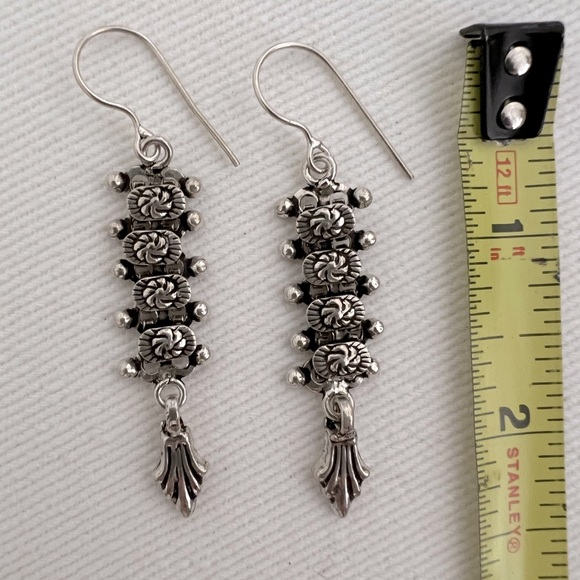 Unique Boho Silver Drop Earrings - Picture 4 of 4